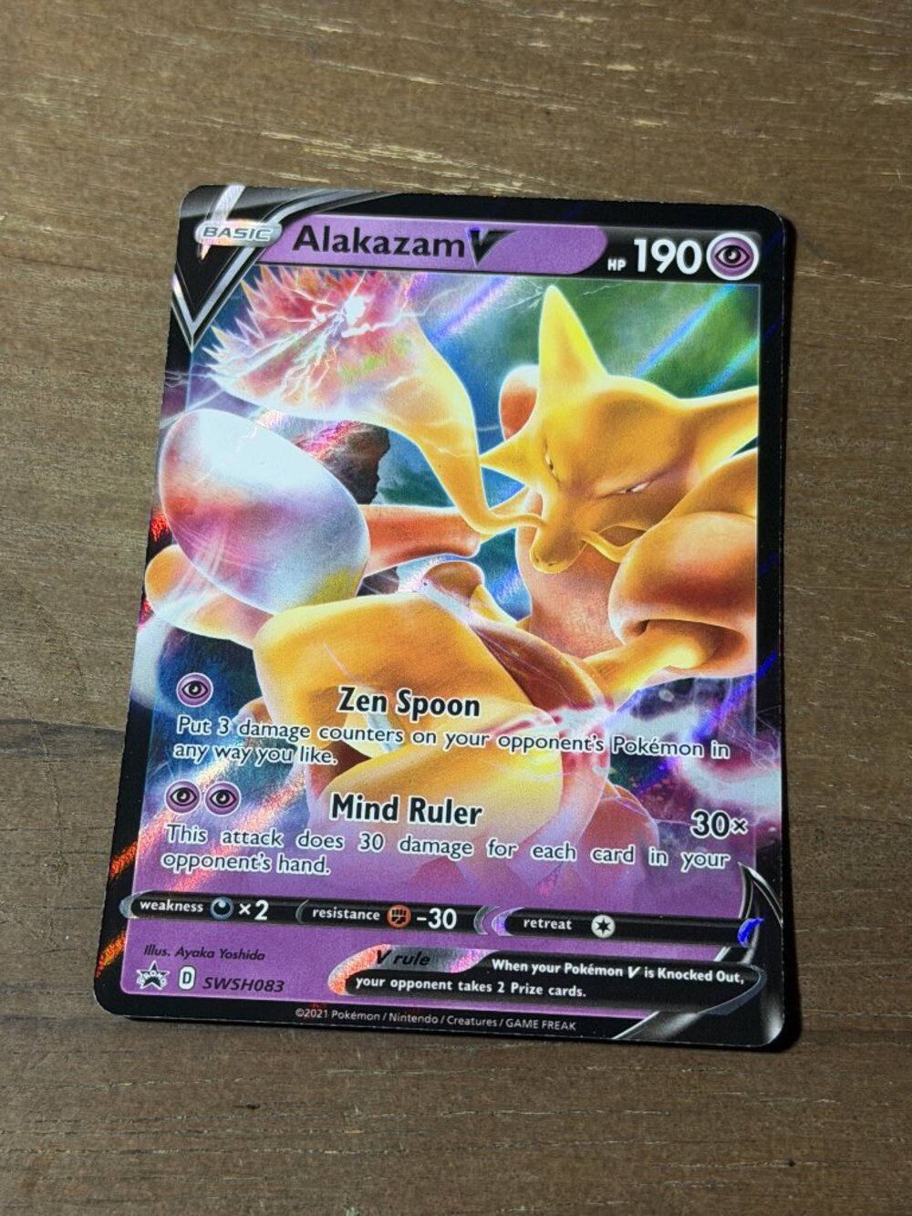 Pokemon Alakazam V SWSH083 English Raw EX NM